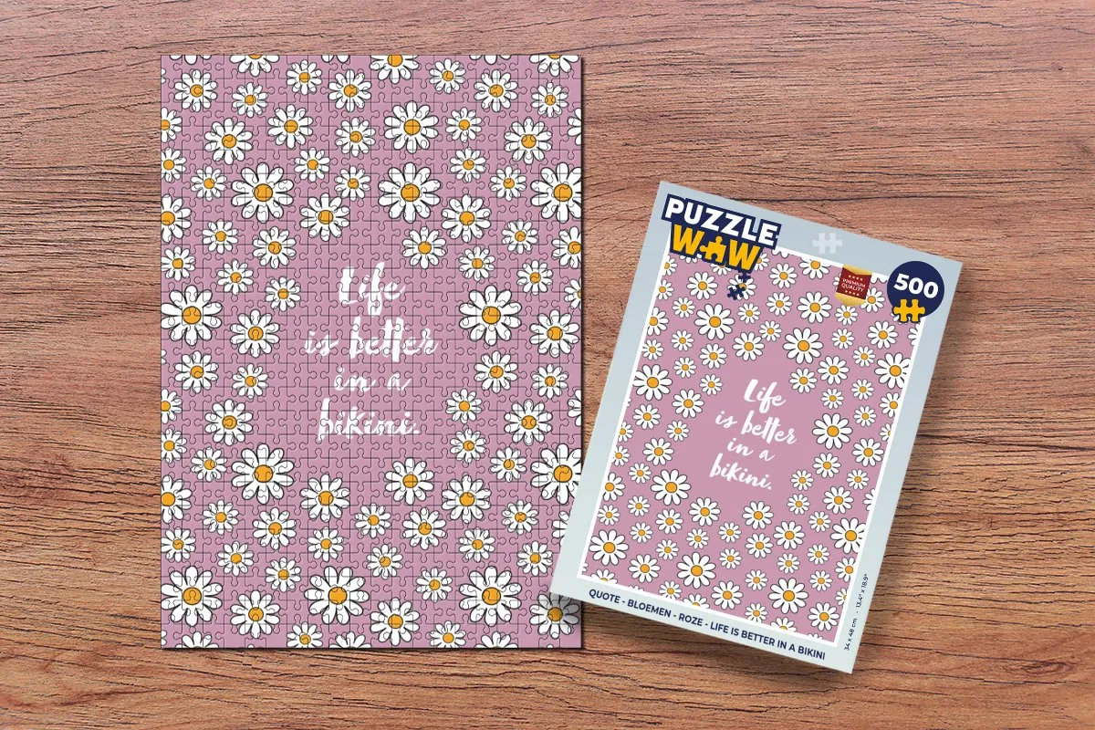 PuzzleWow Quote Bloemen Roze Legpuzzel 500 Stuks - Multicolor