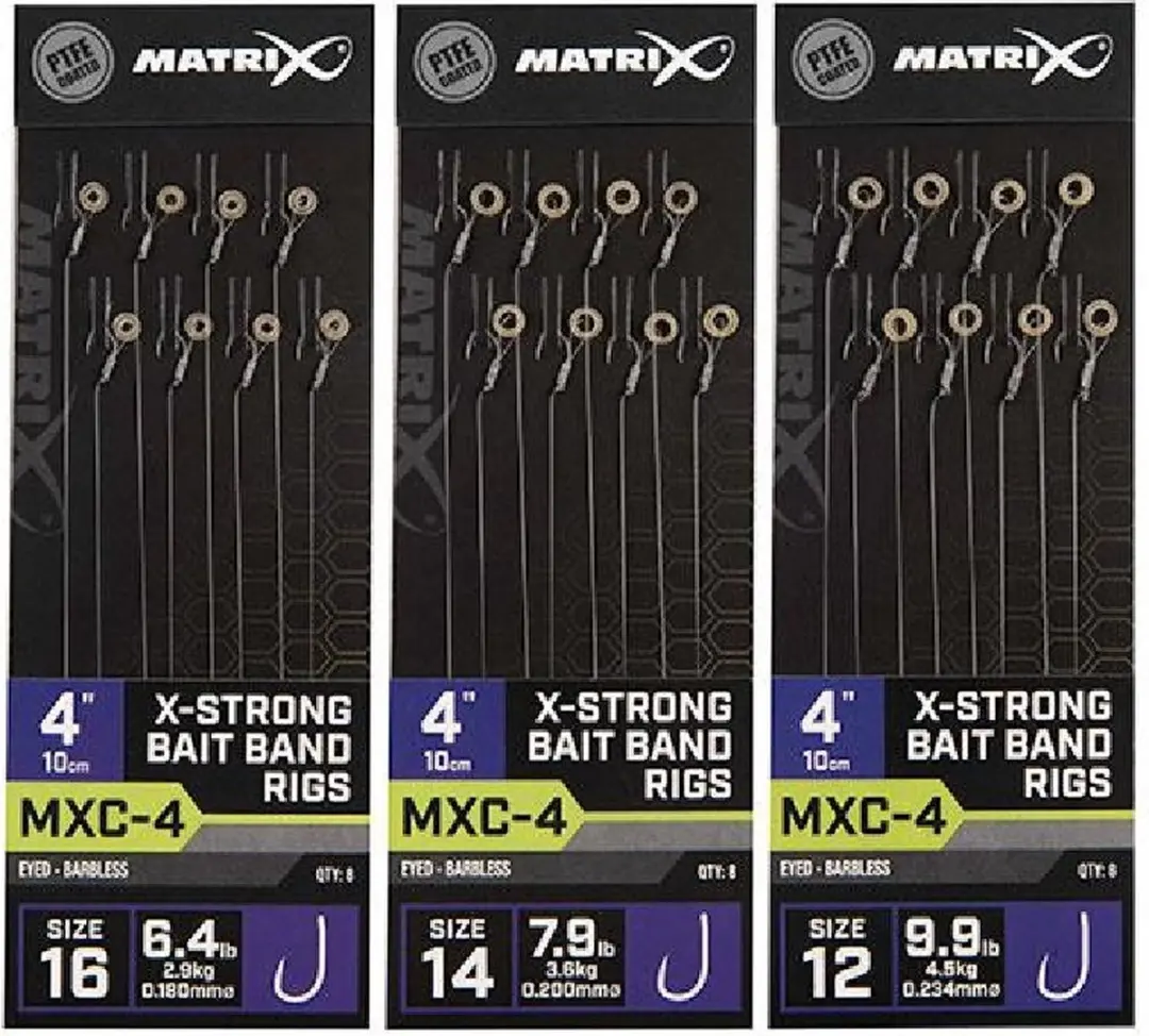 Matrix Onderlijn MXC-4 X-Strong Bait Band Rigs 4” (10cm) Eyed