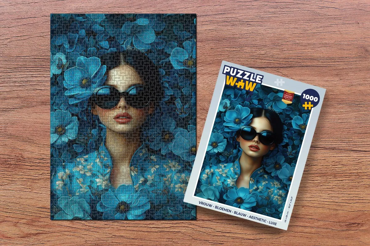 PuzzleWow Bloemen Legpuzzel 1000 Stuks - Blauw