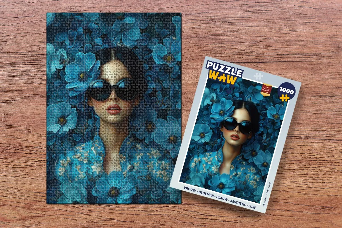 PuzzleWow Bloemen Legpuzzel 1000 Stuks - Blauw