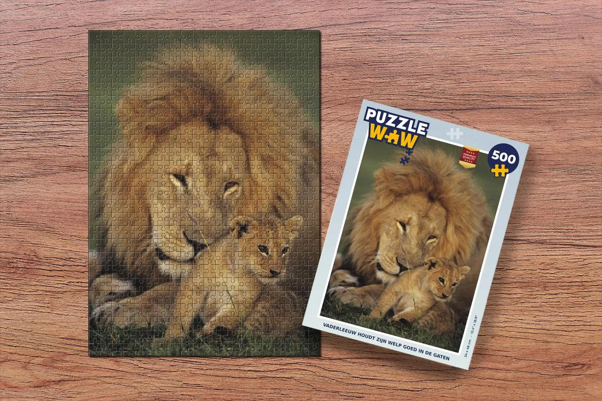 PuzzleWow Wild Jagen Legpuzzel 500 Stuks - Baby Leeuw Multicolor