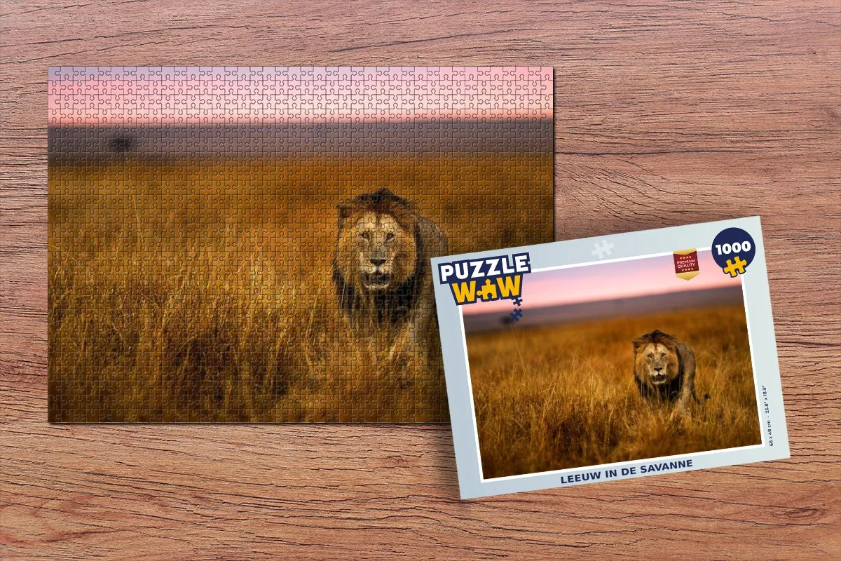 PuzzleWow Leeuw Savanne Legpuzzel 1000 Stuks - Multicolor