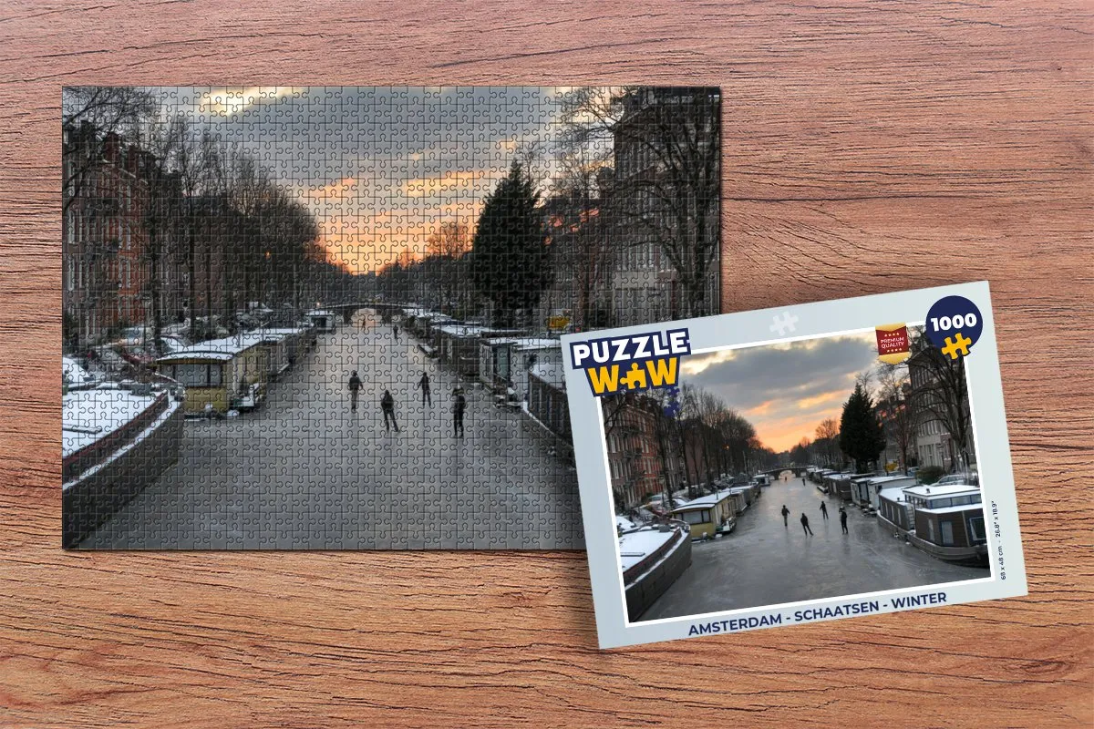 PuzzleWow Amsterdam Schaatsen Legpuzzel 1000 Stuks - Multicolor