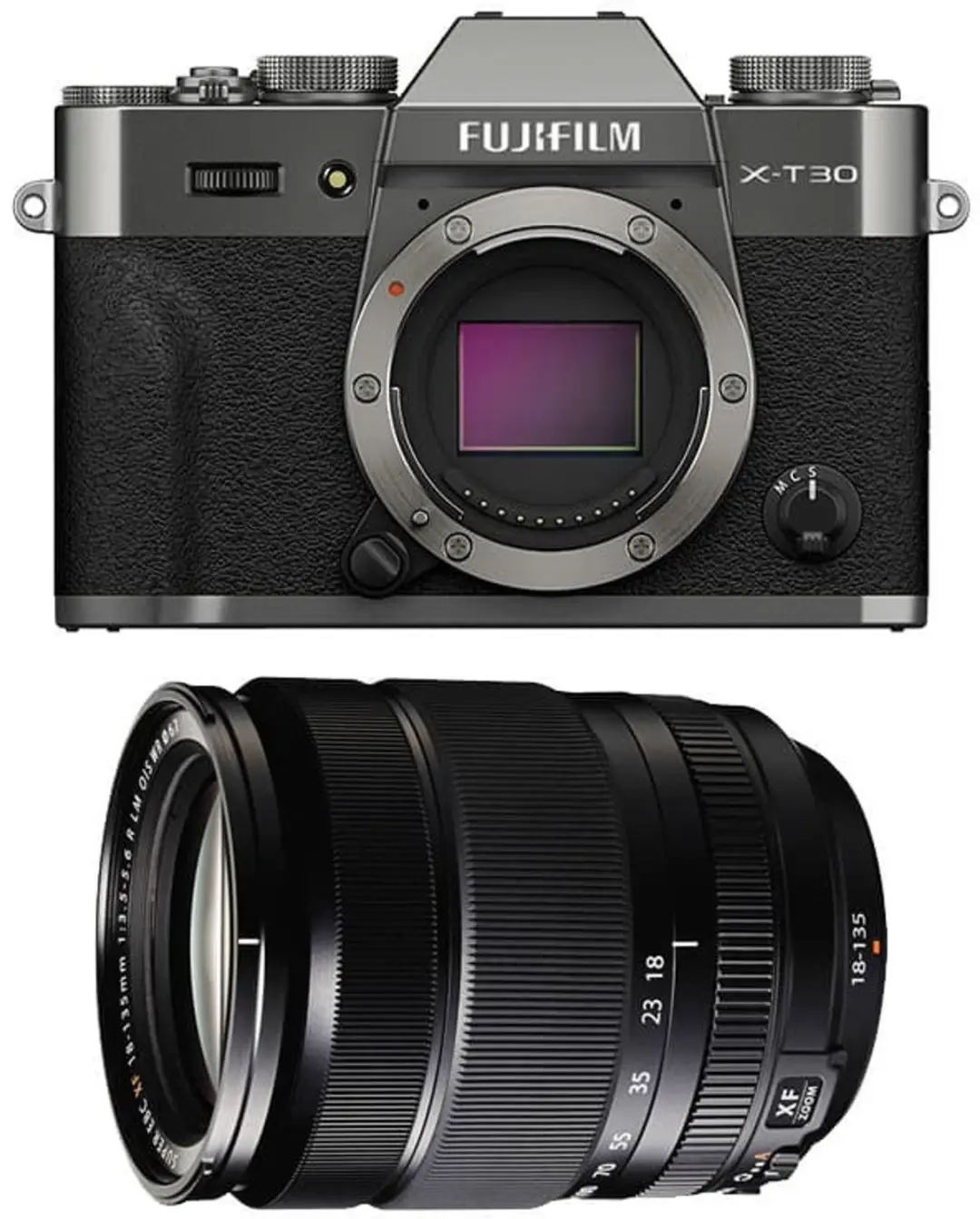 FUJIFILM X-T30 III Anthrazit + 18-135mm f/3.5-5.6 OIS WR Objektiv Schwarz
