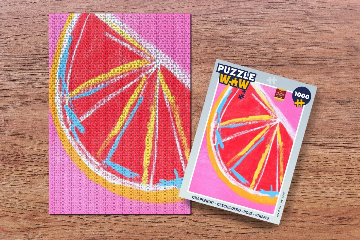 PuzzleWow Grapefruit Legpuzzel 1000 Stuks - Roze Strepen