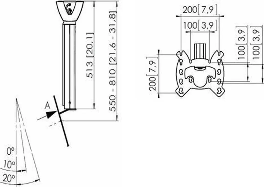 Vogel's PFC 555 Wandbeugel - Zwart/Zilver - VESA 100x100/200x200 - afbeelding 3 van 4