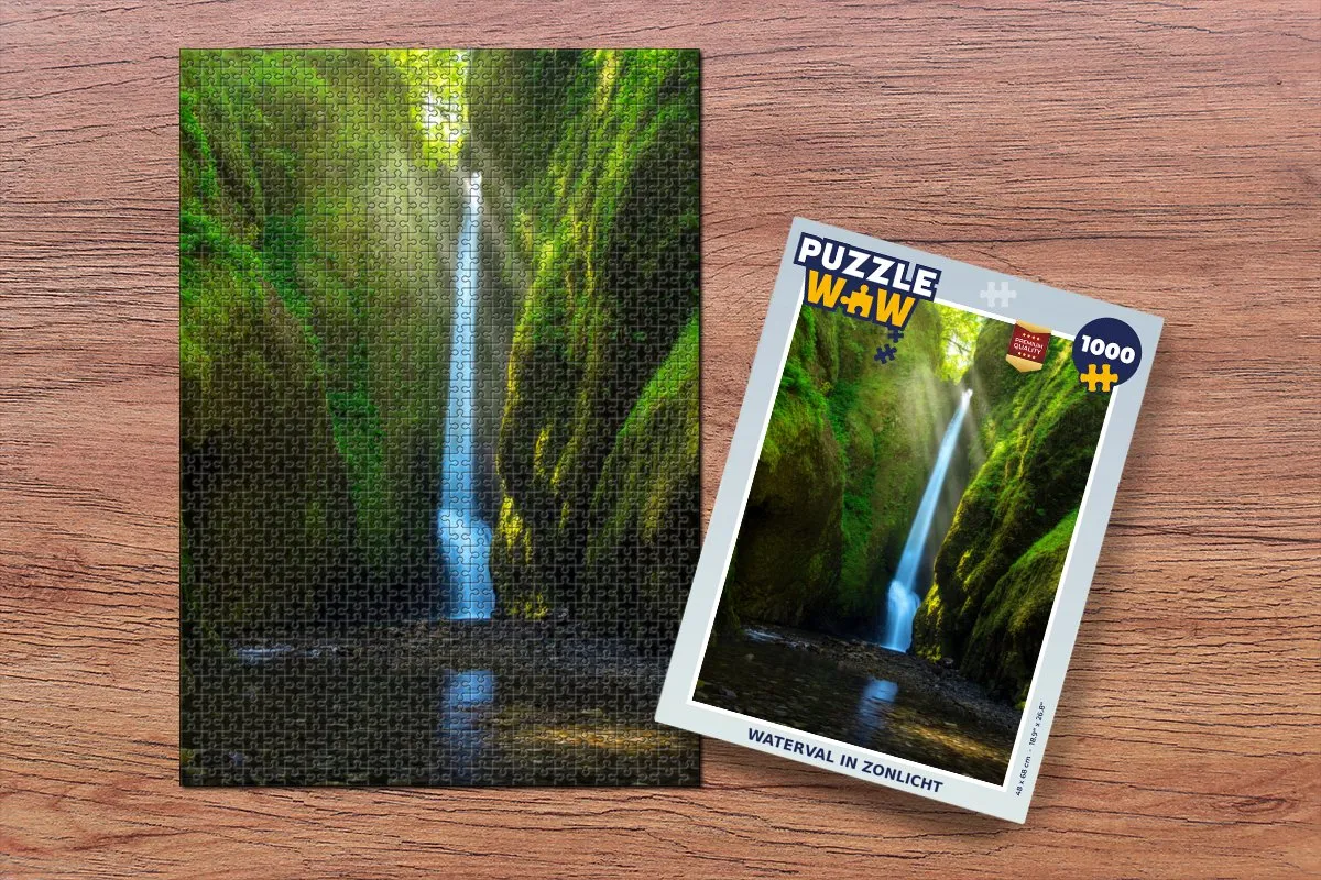 PuzzleWow Waterval Zon Legpuzzel 1000 Stuks - Multicolor