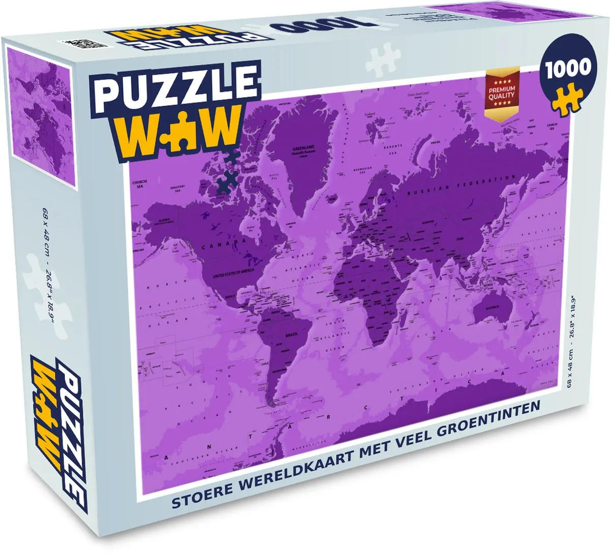 PuzzleWow Wereldkaart Legpuzzel 1000 Stuks - Multicolor