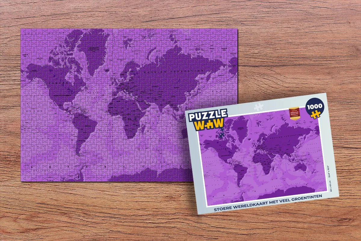 PuzzleWow Wereldkaart Legpuzzel 1000 Stuks - Multicolor