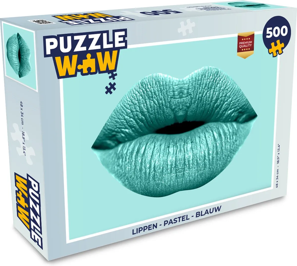 PuzzleWow Lippen Pastel Puzzel 500 Stuks - Blauw - MPN 7421633913964