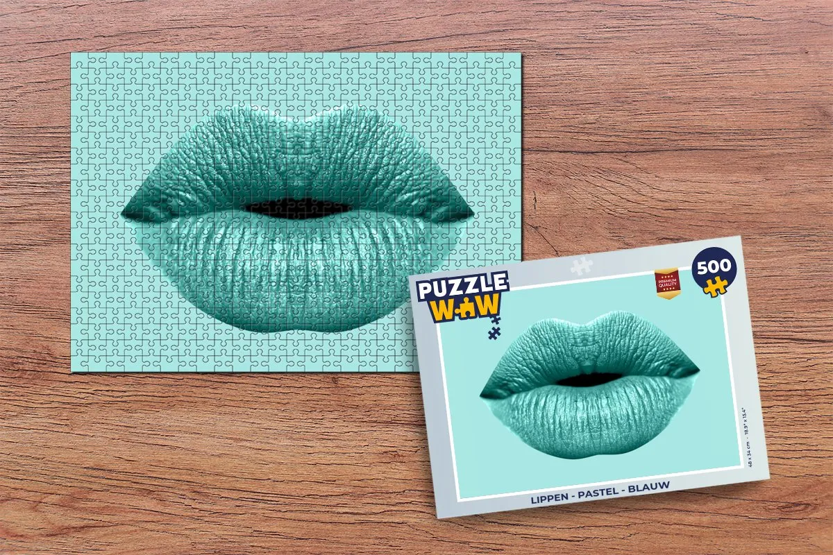 PuzzleWow Lippen Pastel Puzzel 500 Stuks - Blauw - MPN 7421633913964