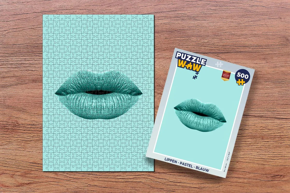 PuzzleWow Lippen Pastel Puzzel 500 Stuks - Blauw - MPN 7421633913964