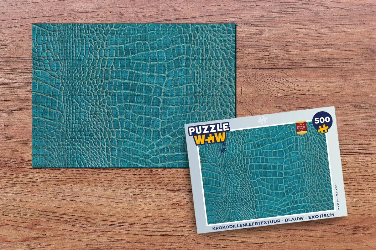 PuzzleWow Legpuzzel 500 Stuks - Krokodillenleertextuur - Blauw - 8721406848233