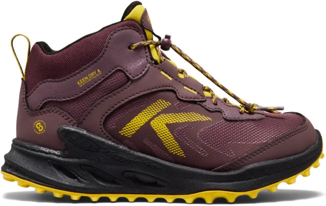 Zionic Mid Kinder Wandelschoenen Leer Bordeaux Waterdicht