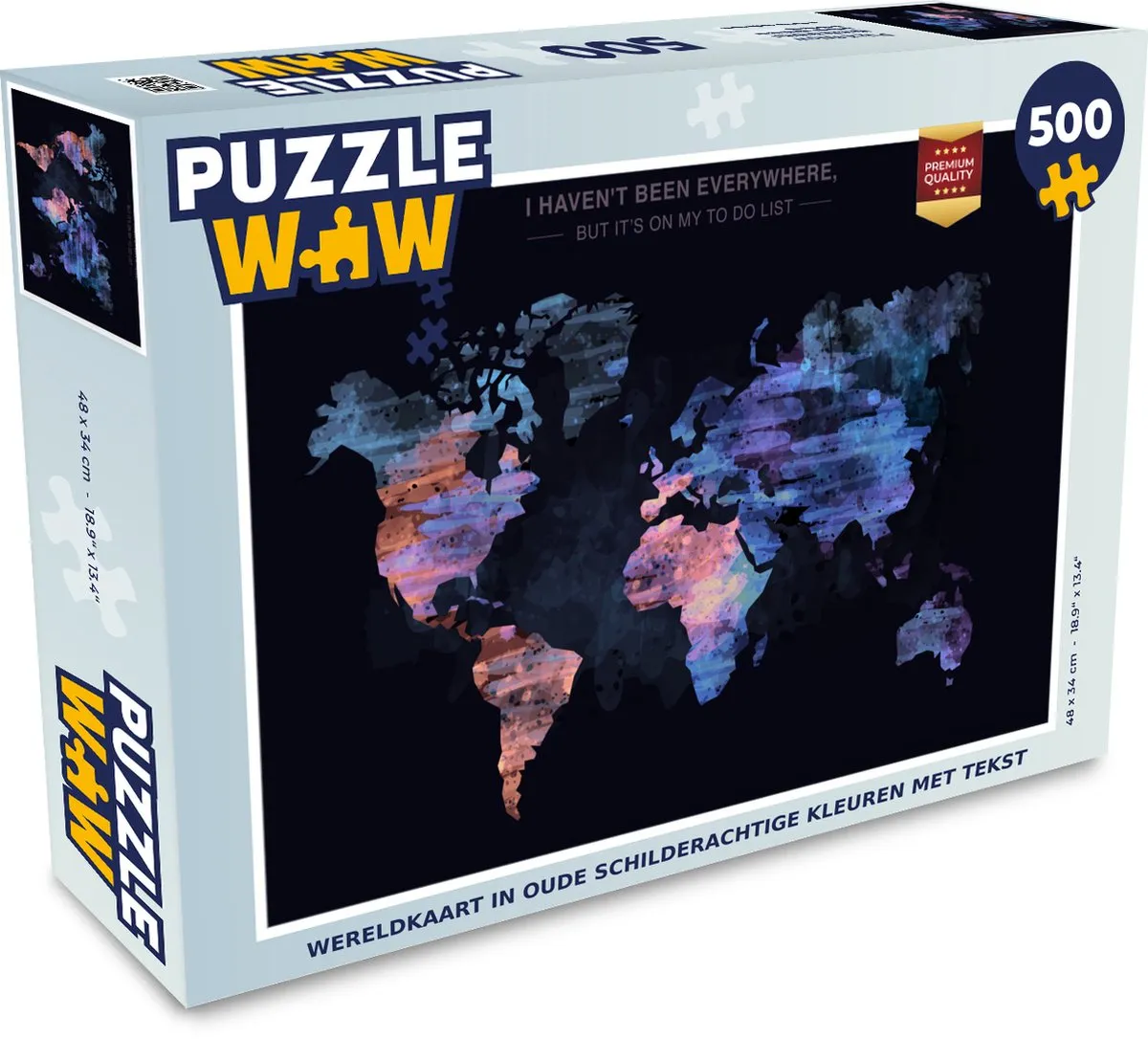 PuzzleWow Wereldkaart Legpuzzel 500 Stuks