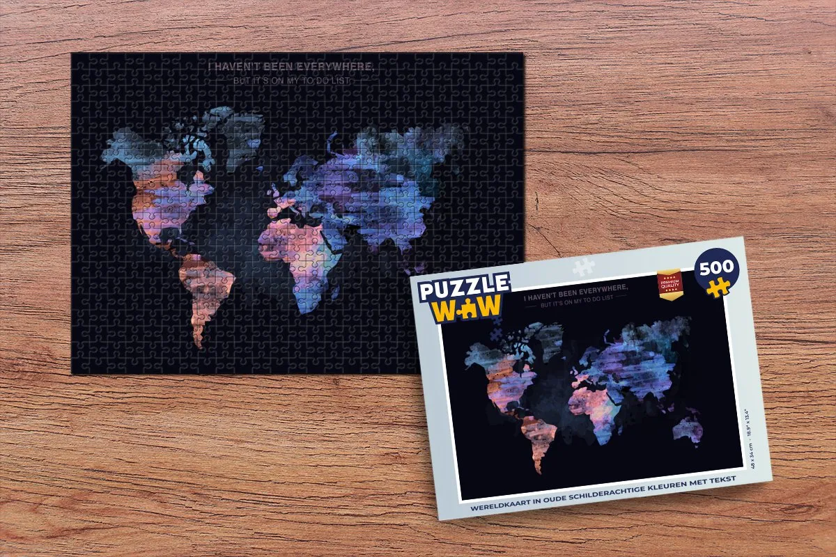 PuzzleWow Wereldkaart Legpuzzel 500 Stuks - Multicolor