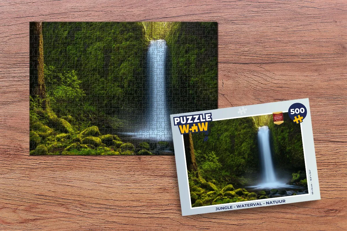 PuzzleWow Jungle Waterval Natuur Legpuzzel 500 Stuks - Multicolor