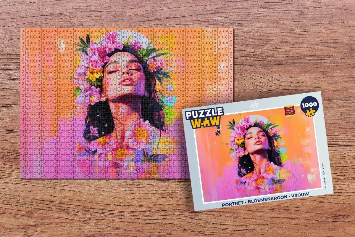 PuzzleWow Portret Bloemenkroon Legpuzzel 1000 Stuks
