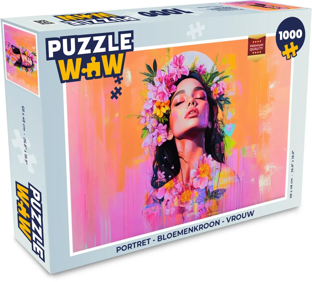 PuzzleWow Portret Bloemenkroon Legpuzzel 1000 Stuks
