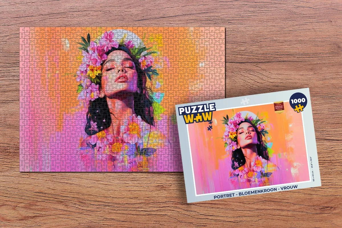 PuzzleWow Portret Bloemenkroon Legpuzzel 1000 Stuks