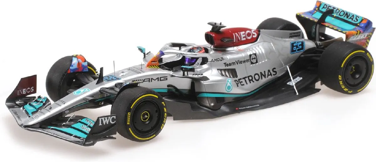 Formule 1 Mercedes-AMG F1 W13 E Performance #63 Miami GP 2022 - 1:18 Minichamps - afbeelding 2 van 2