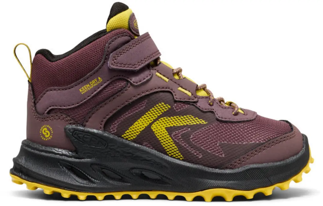 Zionic Mid Kinder Wandelschoenen Leer Bordeaux Waterdicht