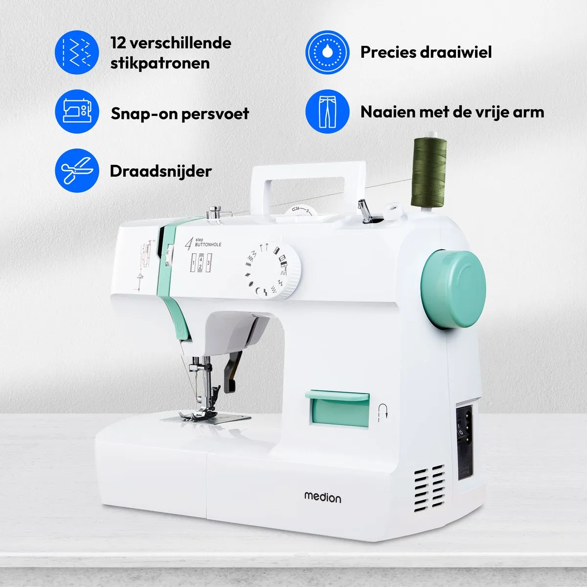 Medion SM70 Naaimachine MD11179 - 12 Steken - Turkoois
