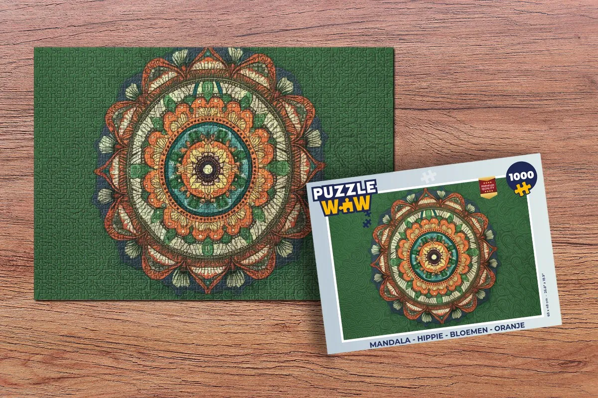 PuzzleWow Mandala Hippie Legpuzzel 1000 Stuks - Multicolor