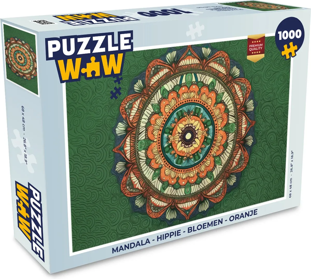 PuzzleWow Mandala Hippie Legpuzzel 1000 Stuks
