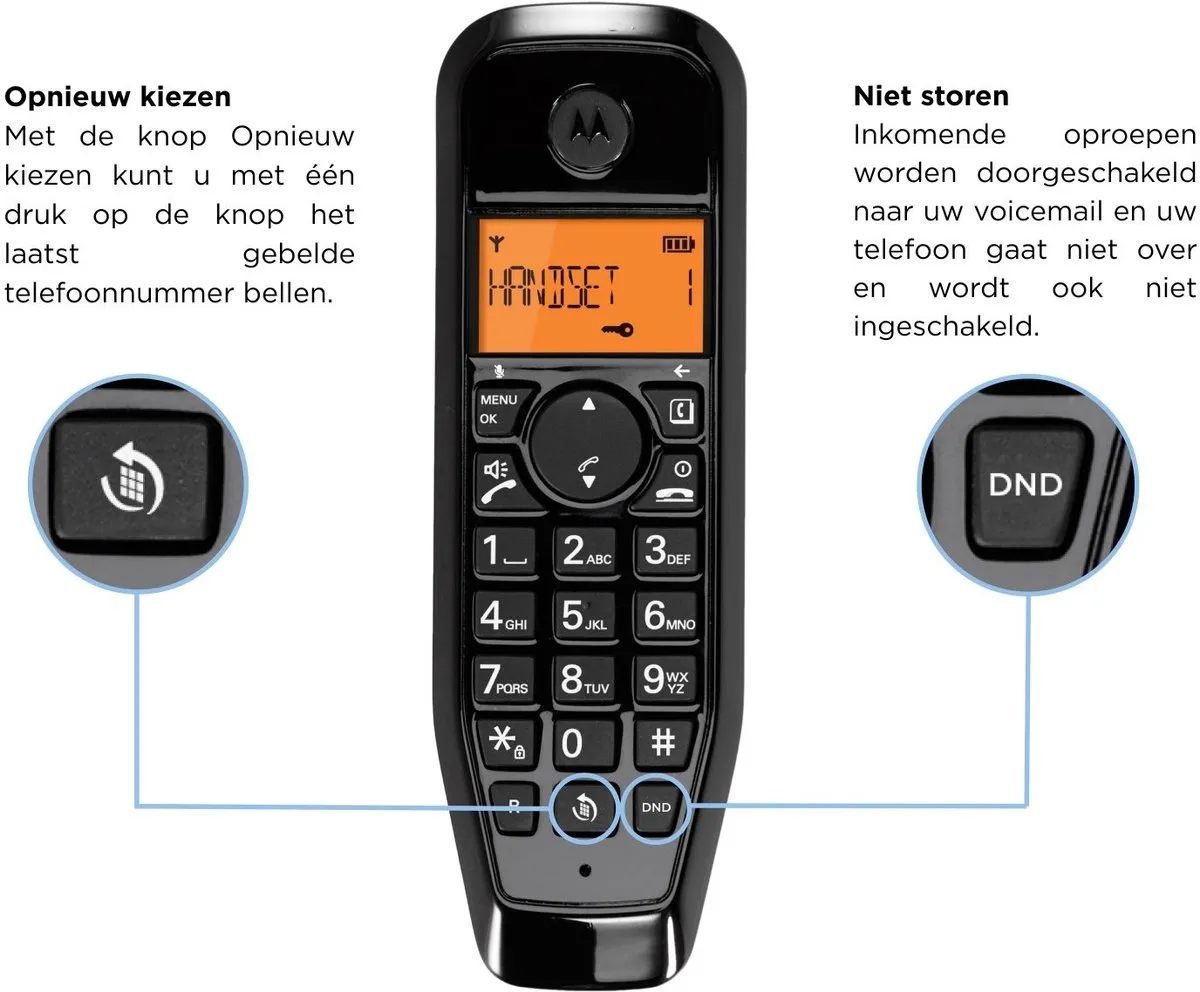 Motorola S1201 DECT Telefoon - Zwart