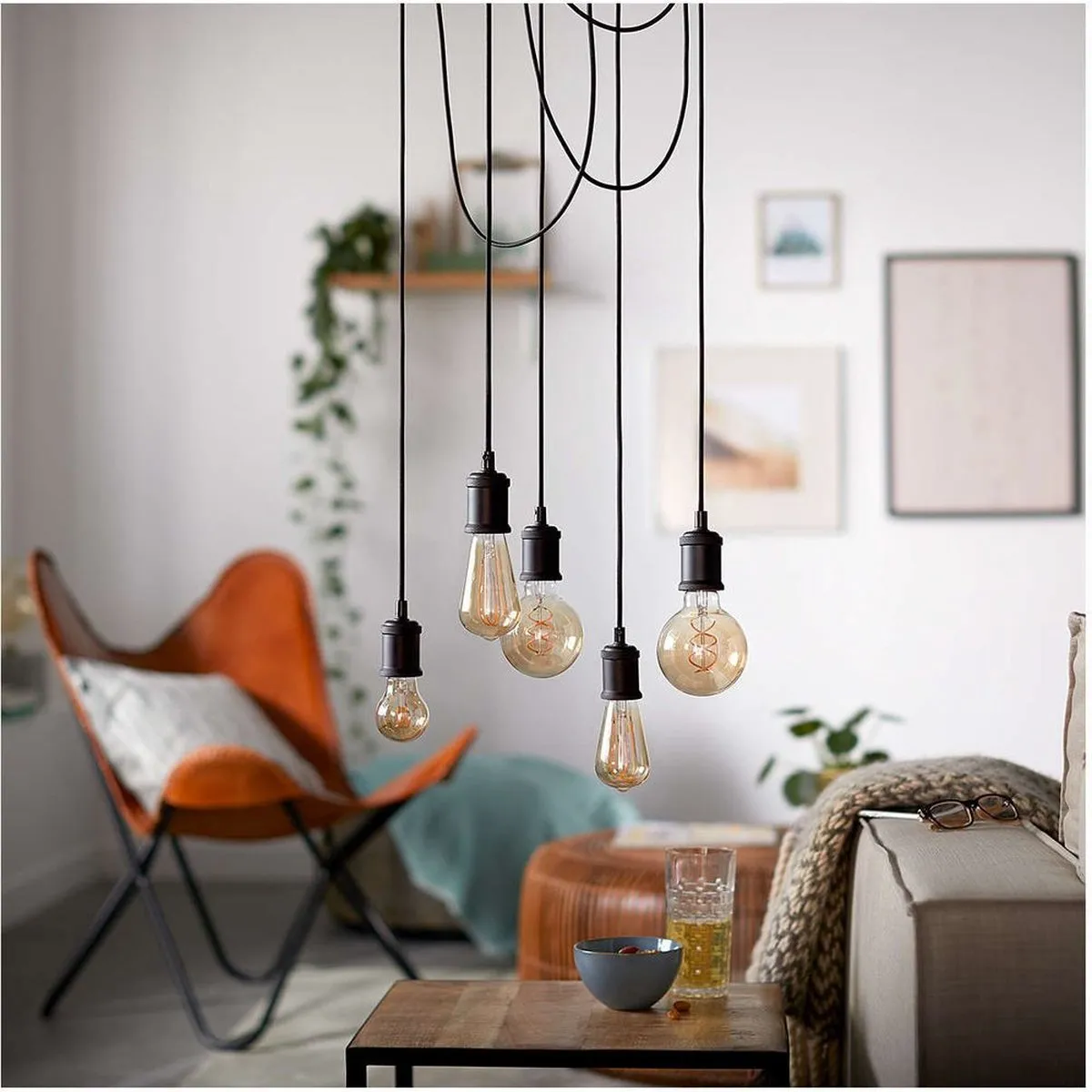Philips Pendel Zwart Hanglamp - Kleurenmix