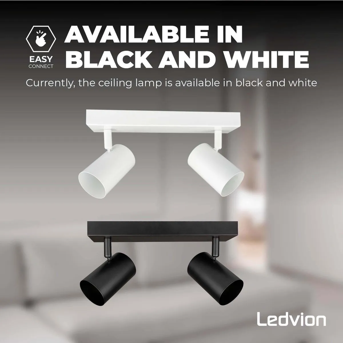 LEDVION Plafondspot 2-lichts Zwart 5W 4000K GU10