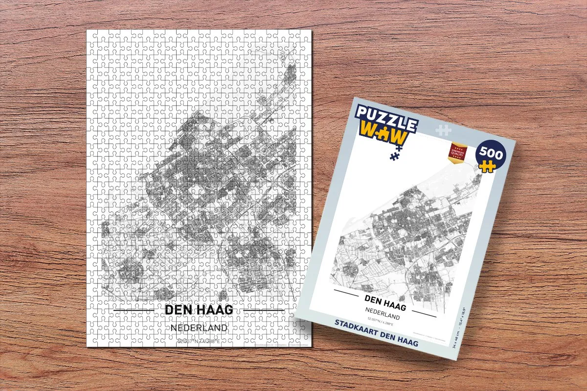 PuzzleWow Stadkaart Den Haag Legpuzzel 500 Stuks - Multicolor