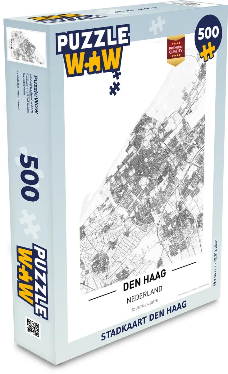 PuzzleWow Stadkaart Den Haag Legpuzzel 500 Stuks