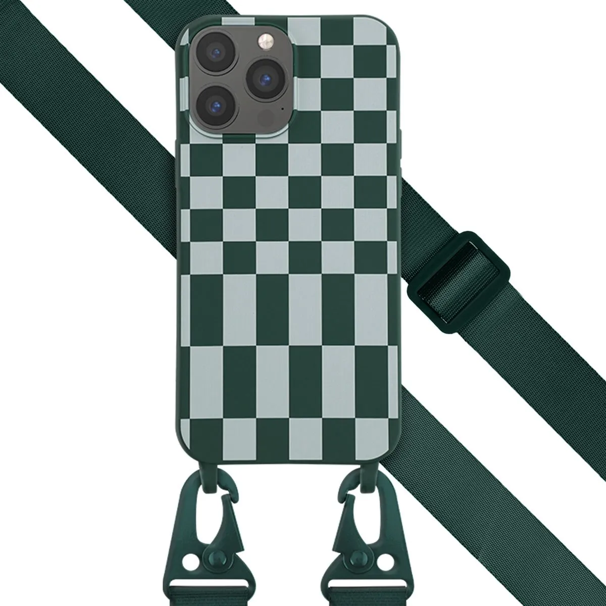 Selencia Hoesje iPhone 13 Pro Max - Irregular Check Green