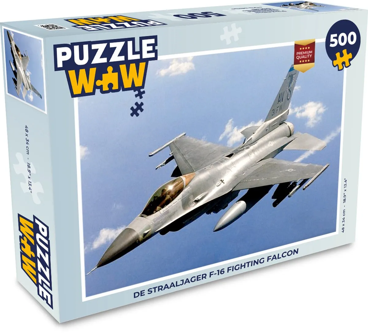 PuzzleWow F-16 Fighting Falcon Legpuzzel 500 Stuks - Multicolor