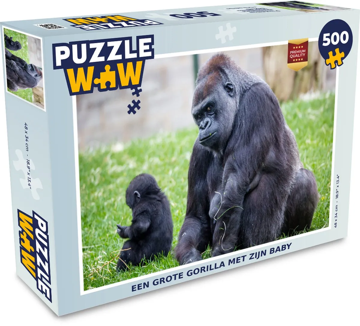 PuzzleWow Legpuzzel Gorilla & Baby 500 Stuks