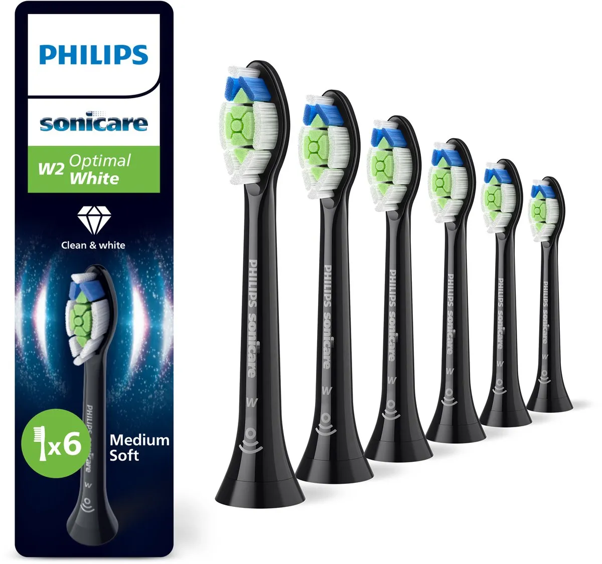 Philips Sonicare Optimal White HX6066/88 Opzetborstels - 6 Stuks - Zwart