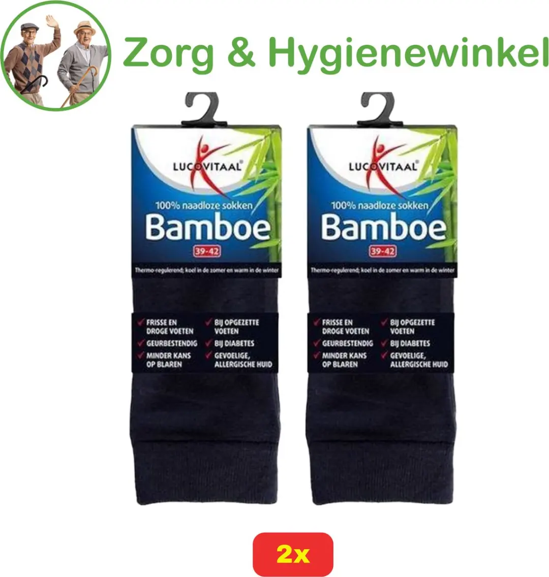 2x Lucovitaal Compressie Steun Sokken Zwart maat 42-47