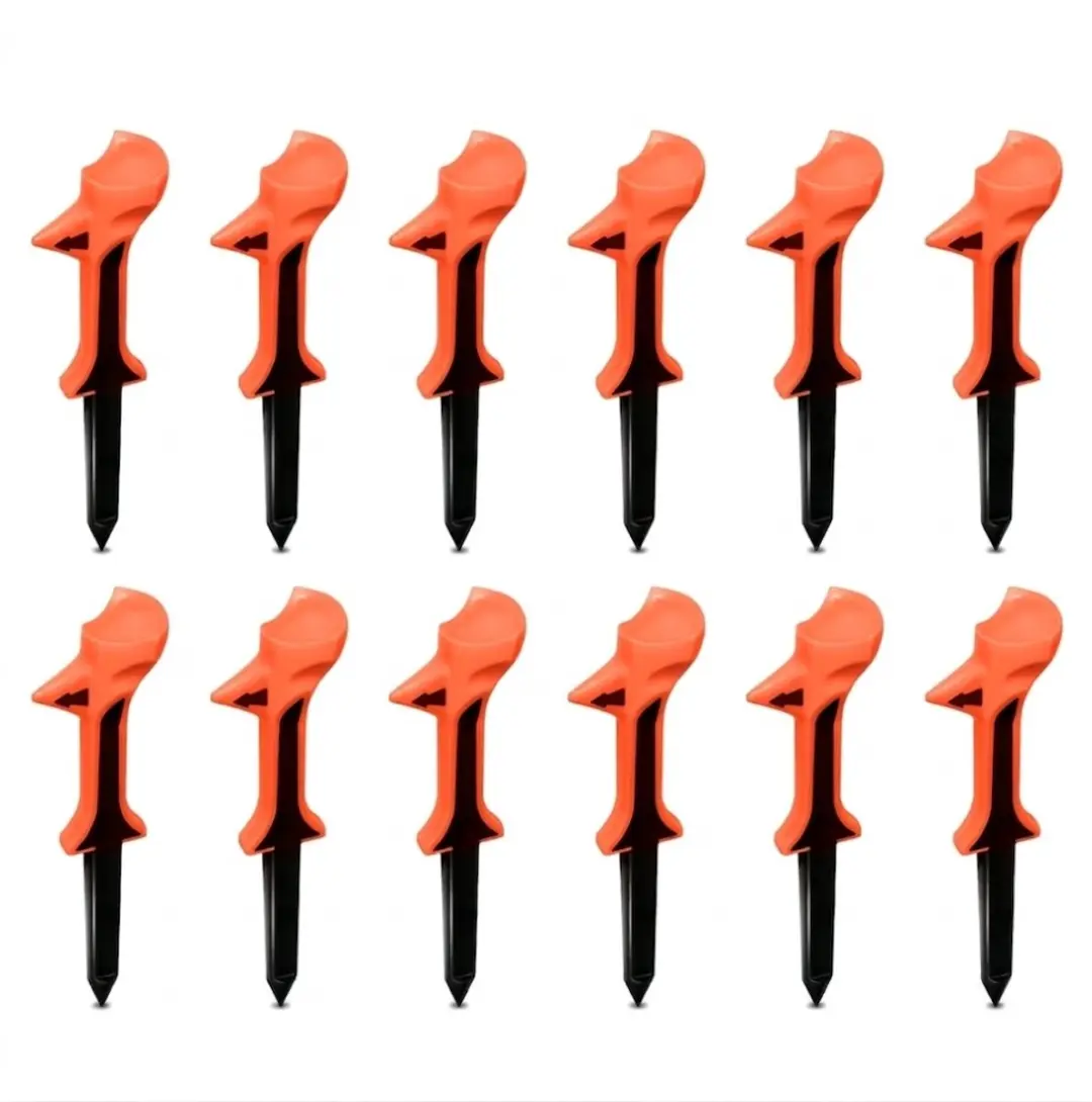 Oranje zwarte plastic golf tees 12 stuks