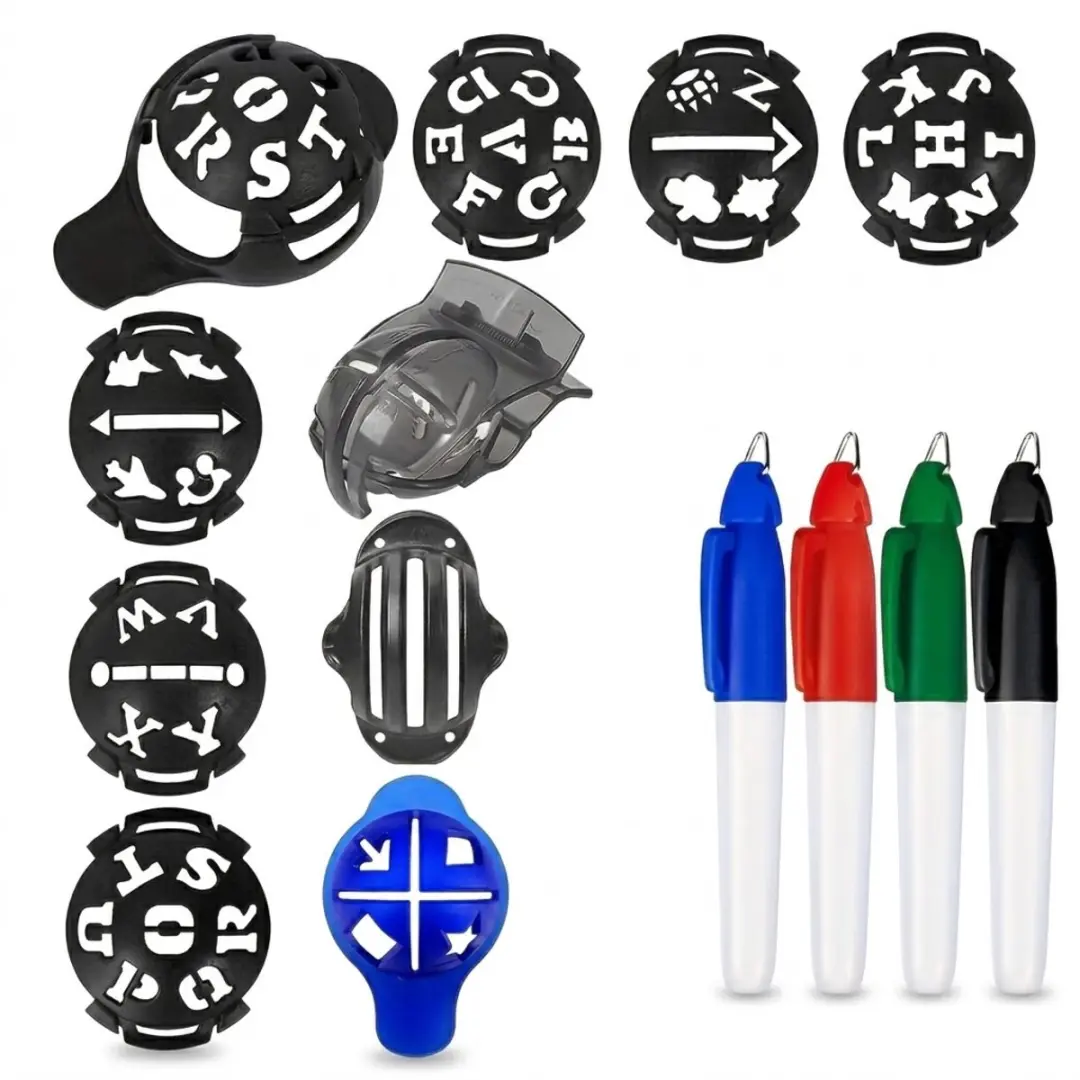 Zwart golf bal markers set golfbal markeringsmal uitlijningsmal markeringsgereed