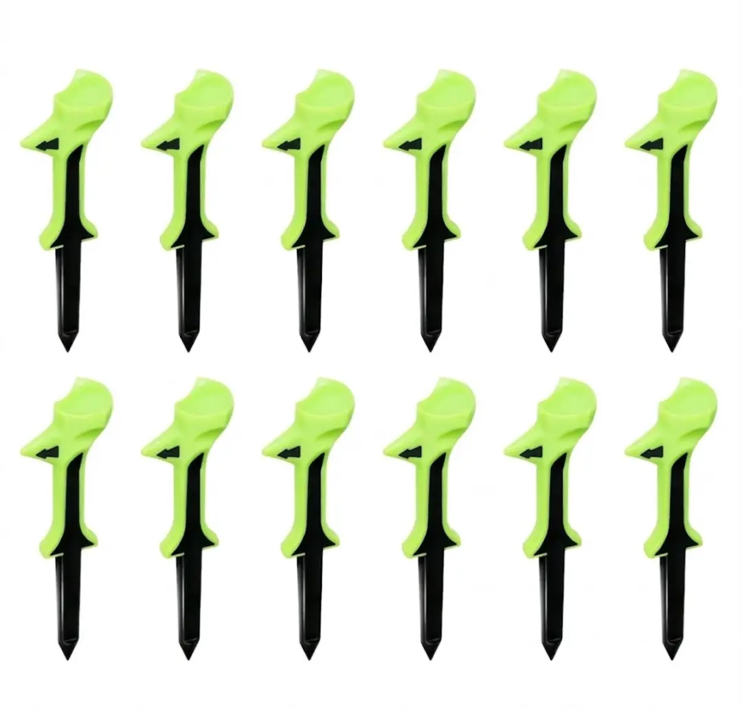 Groene plastic golf tees 12 stuks