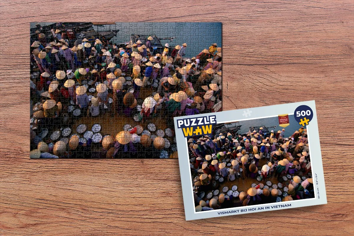 PuzzleWow Legpuzzel Vismarkt Hoi An Vietnam 500 Stuks - Multicolor