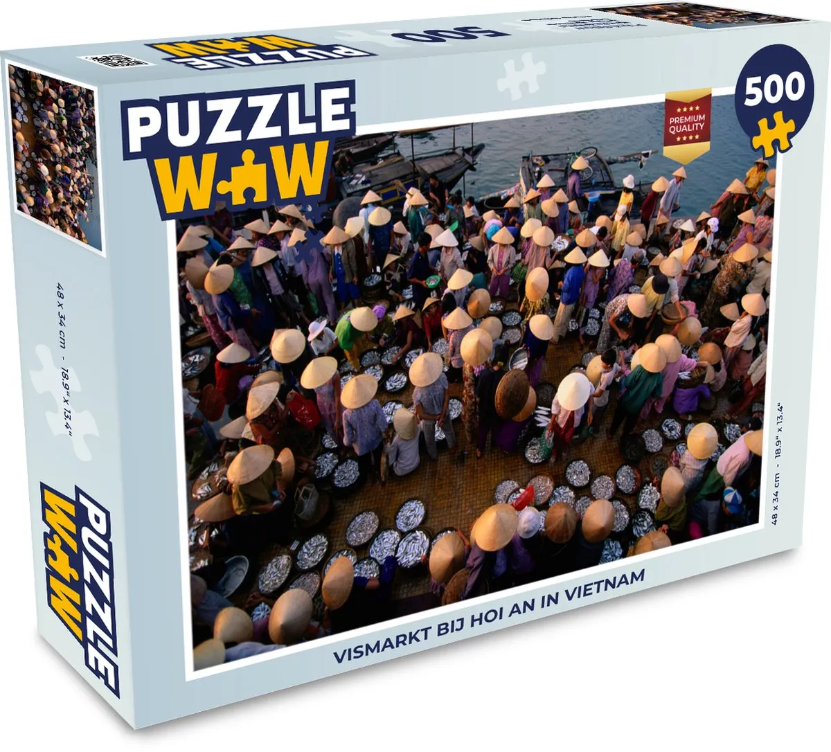 PuzzleWow Legpuzzel Vismarkt Hoi An Vietnam 500 Stuks - Multicolor
