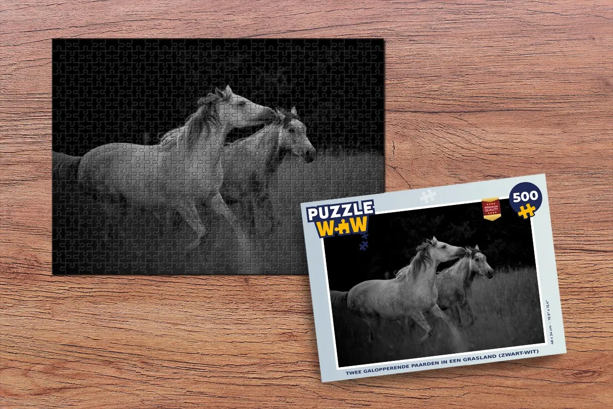 PuzzleWow Legpuzzel Twee galopperende paarden 500 Stuks - Multicolor