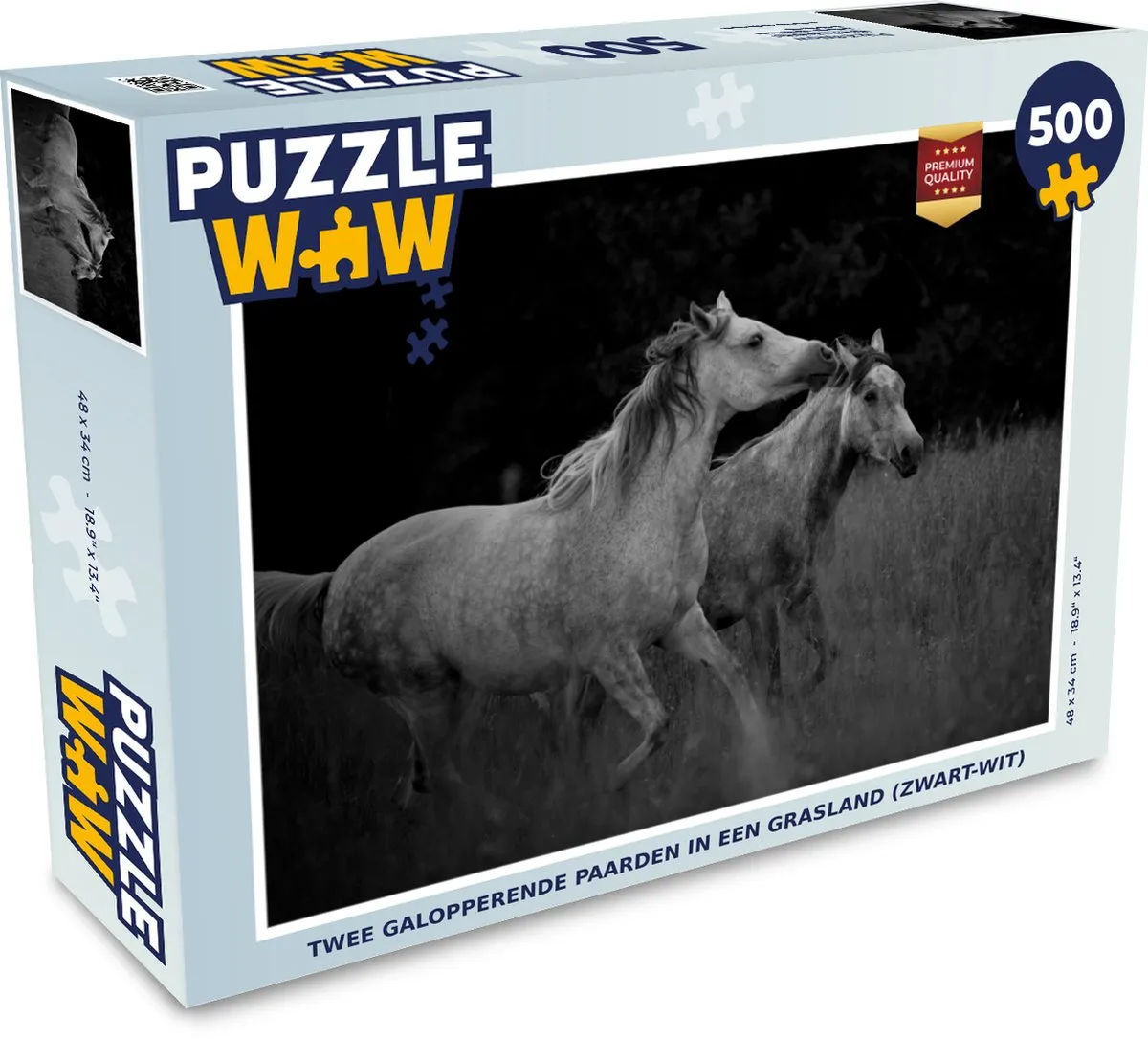 PuzzleWow Legpuzzel Twee galopperende paarden 500 Stuks