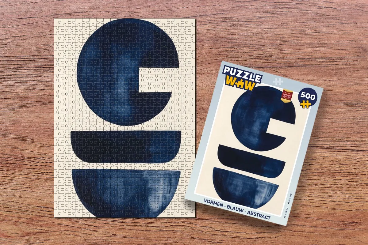 PuzzleWow Abstract Vormen Puzzel 500 Stuks - Blauw