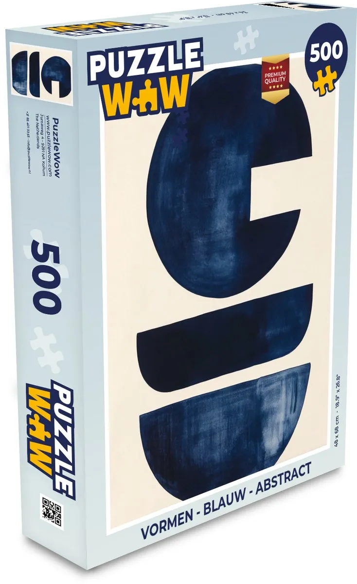 PuzzleWow Abstract Vormen Puzzel 500 Stuks - Blauw