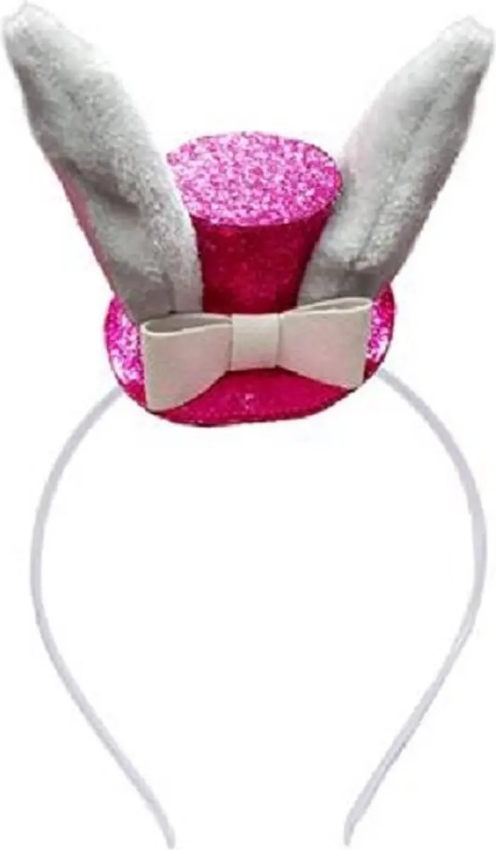 Mini glitterhoed met konijnen oren op diadeem
