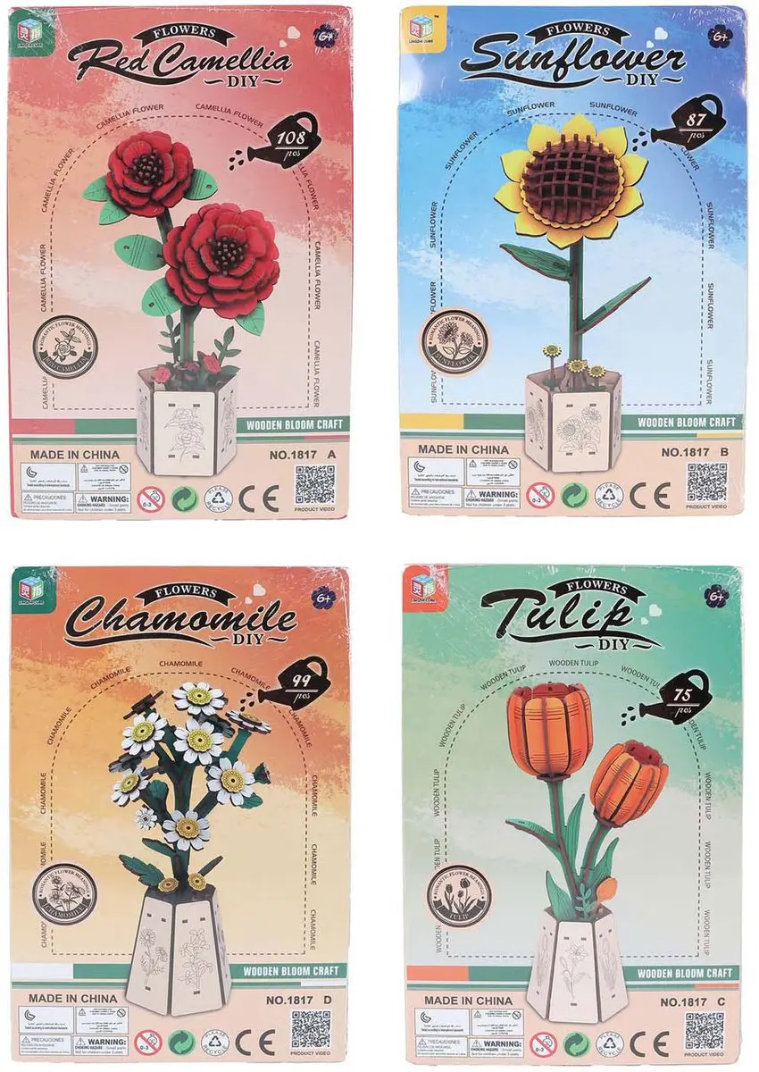 VAN MANEN Vedes Houten Bloemen Knutselset - Meerkleurig